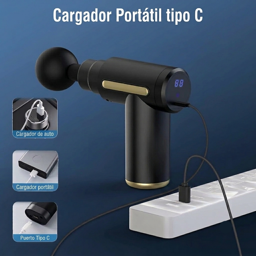 Pistola de masaje Kineo — Pack completo (4 cabezales / 6 velocidades)"